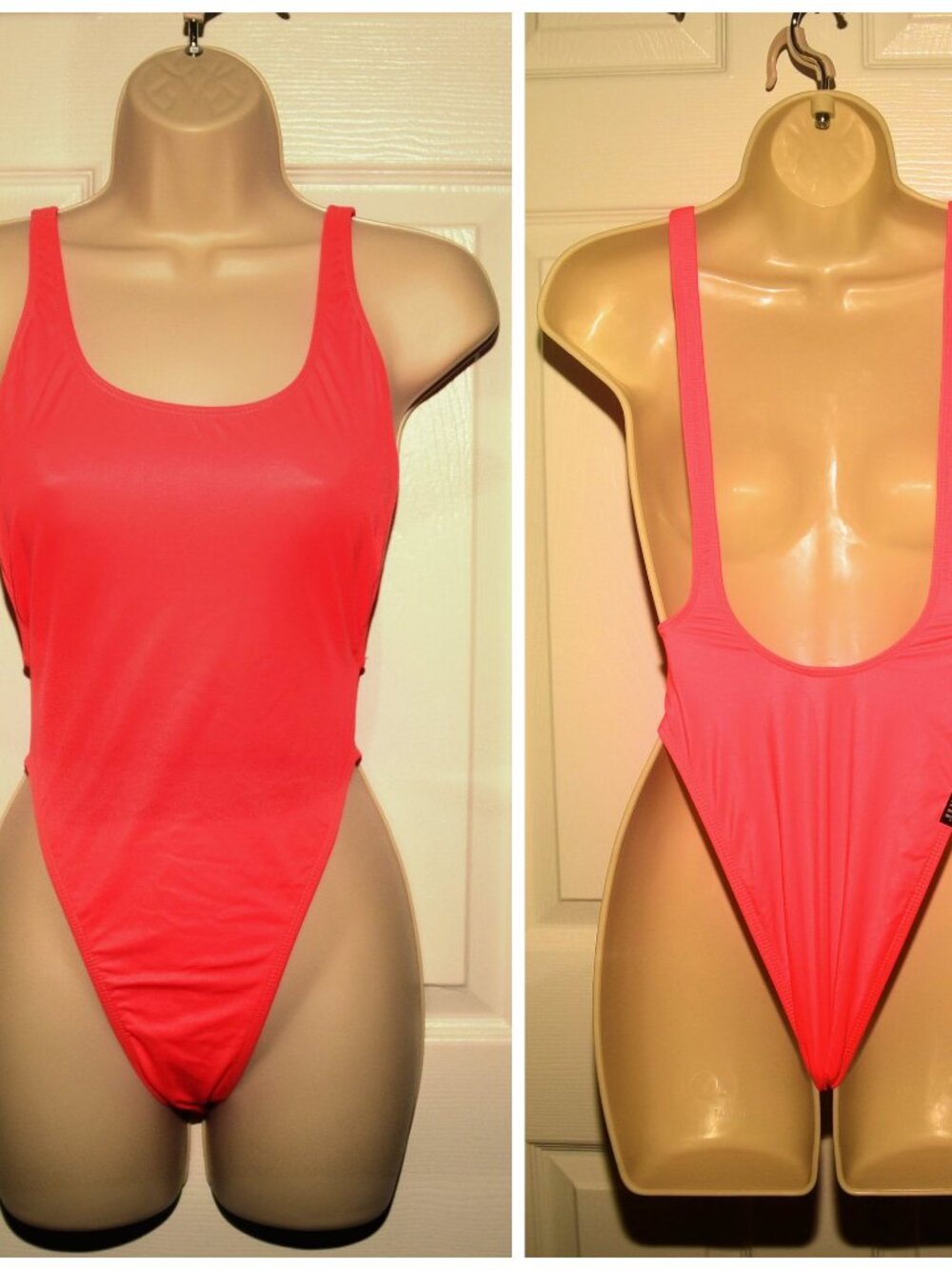 Vintage 80s RARE Jimmy' Z Neon Orange 1-Piece Swimsuit XXS High Cut Leg USA Made